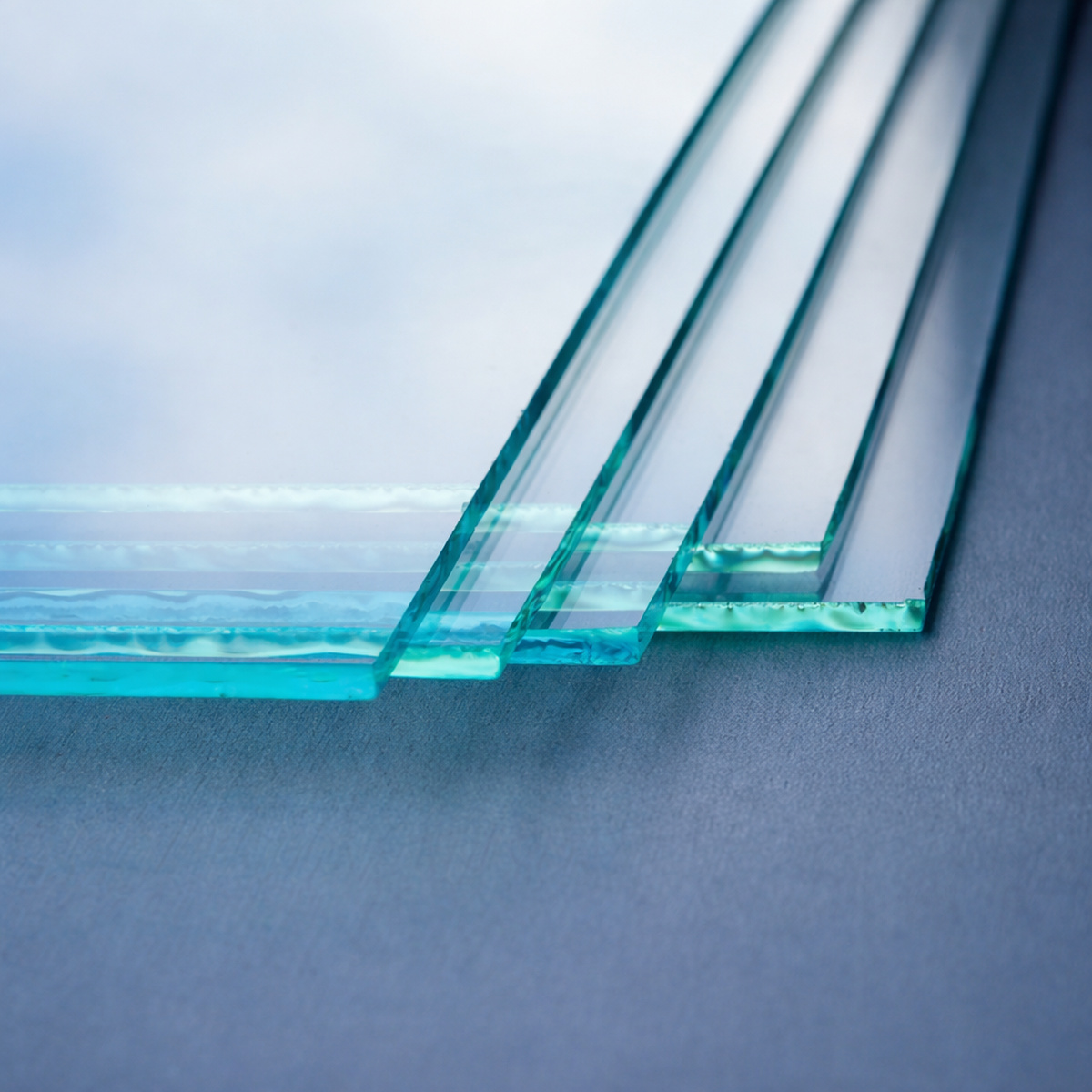 Floatglas mit ungeschliffenen Kanten, Nahaufnahme