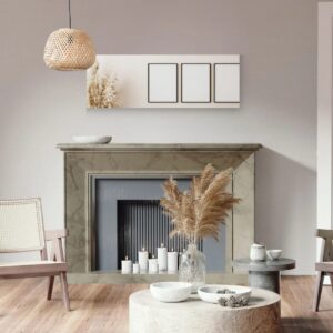 Industrieller Spiegel in einem stimmungsvollen Wohnzimmer