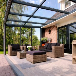 Maßgefertigte Glas für eine Markise und ein Vordach